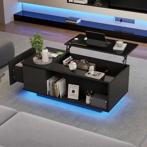 Mesa de centro CollaHausse Ajustable en altura, Almacenamiento oculto 100x50x40cm Mesa de centro CollaHausse Ajustable en altura, Almacenamiento oculto 100x50x40cm