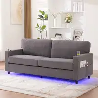 Sofá CollaHausse en chenilla, USB-C, LED ambiental, Portavasos