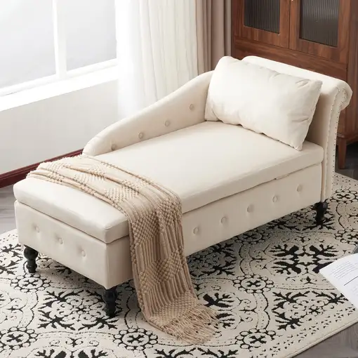Chaise longue CollaHausse en terciopelo, Con almacenamiento, Cojín incluido