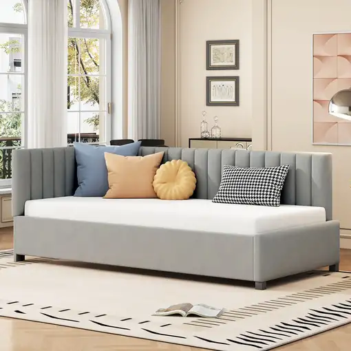 Cama CollaHausse en terciopelo, Multifunción, Somier de láminas 90x200cm