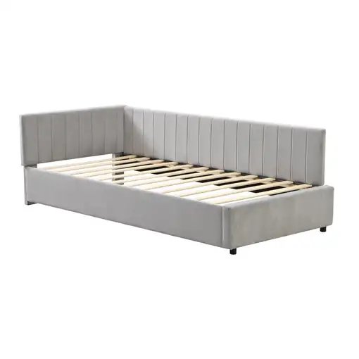 Cama CollaHausse en terciopelo, Multifunción, Somier de láminas 90x200cm