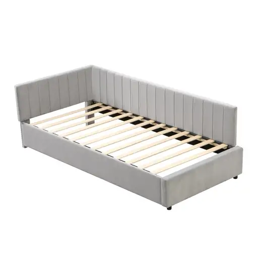 Cama CollaHausse en terciopelo, Multifunción, Somier de láminas 90x200cm