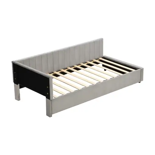 Cama CollaHausse en terciopelo, Multifunción, Somier de láminas 90x200cm