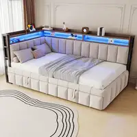 Sofá cama CollaHausse en terciopelo, Cama nido, Iluminación LED 90x200cm