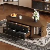 Mesa de centro CollaHausse en madera, Dos cajones, Puerta corredera 100x50x36cm