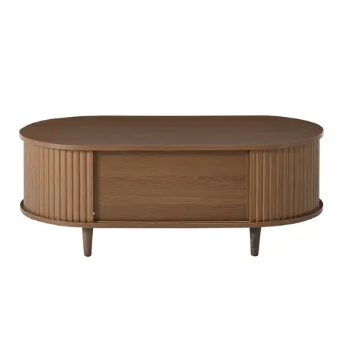 Mesa de centro CollaHausse en madera, Dos cajones, Puerta corredera 100x50x36cm