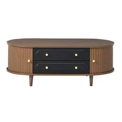 Mesa de centro CollaHausse en madera, Dos cajones, Puerta corredera 100x50x36cm