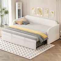 Cama CollaHausse en lino, Extensible, Somier de láminas, Multifunción 90/180x190cm