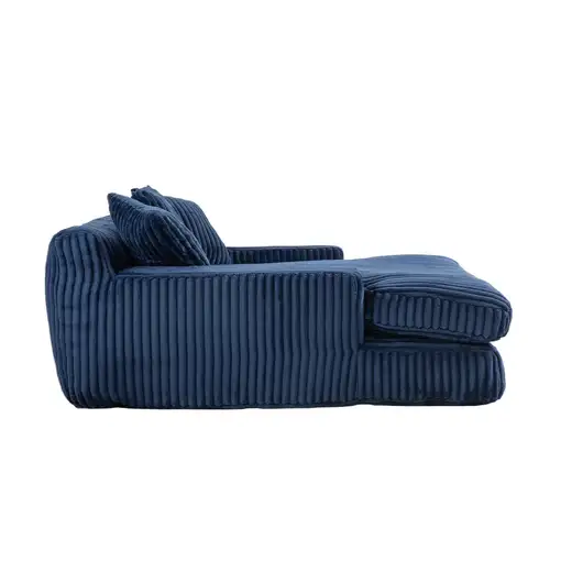 Sofá cama CollaHausse en pana, 3 cojines mullidos, suelo, moderno, Azul marino
