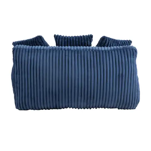 Sofá cama CollaHausse en pana, 3 cojines mullidos, suelo, moderno, Azul marino
