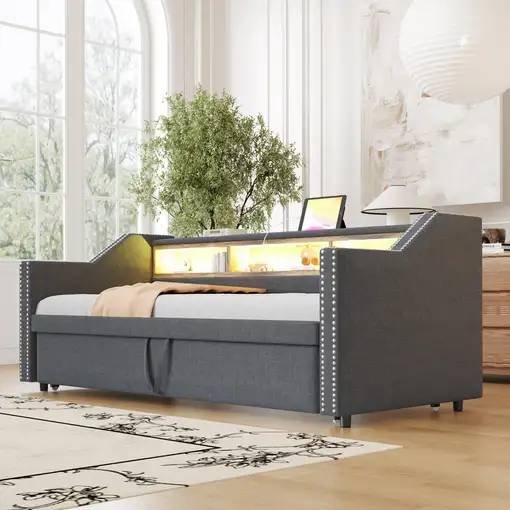 Cama CollaHausse en tela, Extensible 90/180x190cm