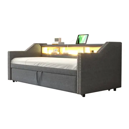 Cama CollaHausse en tela, Extensible 90/180x190cm