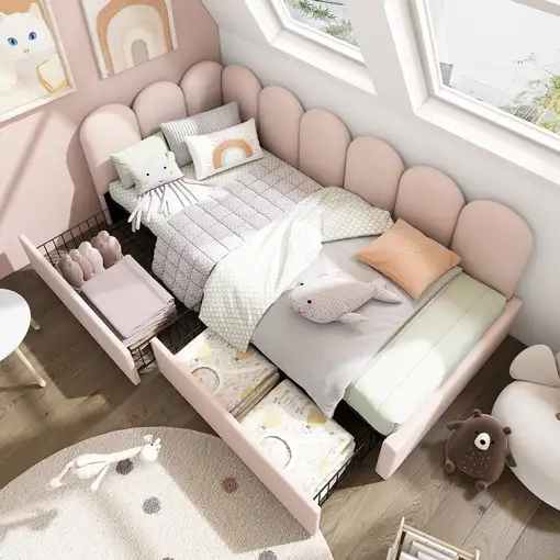 Cama CollaHausse en terciopelo, Con cajones, Almacenamiento 90x190cm