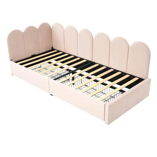 Cama CollaHausse en terciopelo, Con cajones, Almacenamiento 90x190cm