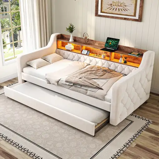 Sofá cama CollaHausse en terciopelo, Ahorro de espacio 90x190cm