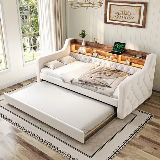 Sofá cama CollaHausse en terciopelo, Ahorro de espacio 90x190cm