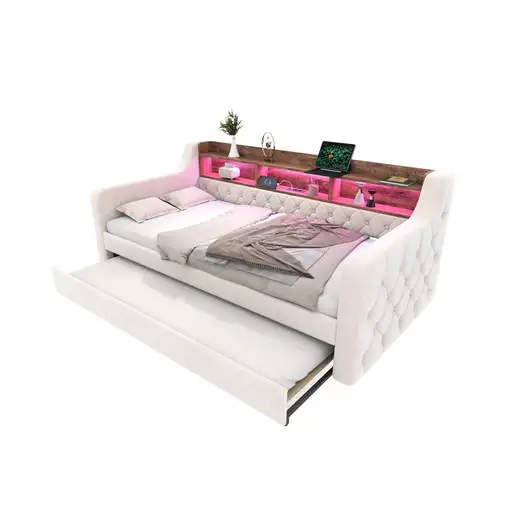 Sofá cama CollaHausse en terciopelo, Ahorro de espacio 90x190cm