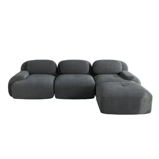 Sofá de esquina CollaHausse de pana, Modular, Sin montaje, Sin marco, Ergonómico