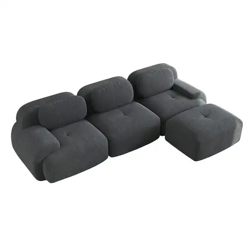 Sofá de esquina CollaHausse de pana, Modular, Sin montaje, Sin marco, Ergonómico