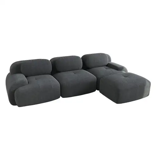 Sofá de esquina CollaHausse de pana, Modular, Sin montaje, Sin marco, Ergonómico