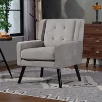 Sillón CollaHausse en ante, Capitoné, Cojín de espuma de alta densidad