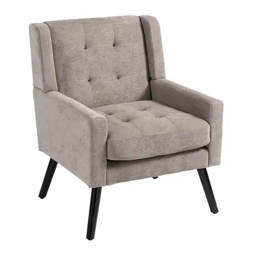 Sillón CollaHausse en ante, Capitoné, Cojín de espuma de alta densidad