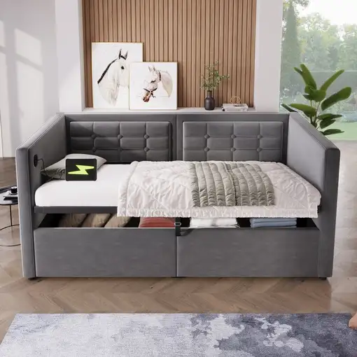 Sofá cama CollaHausse en terciopelo 90x190cm