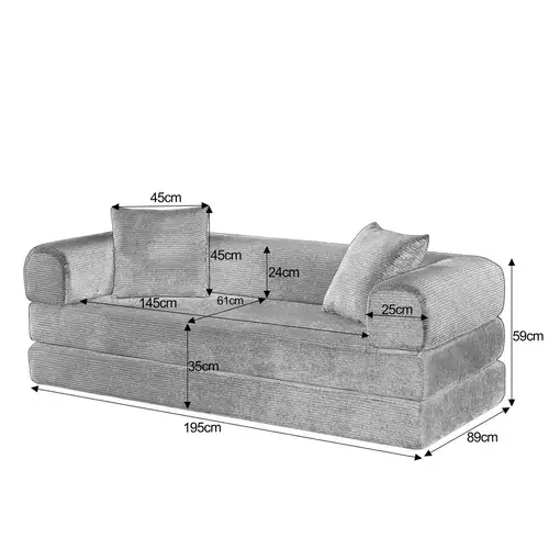 Sofá CollaHausse escalable, Convertible en cama, Sofá tatami, Plegable