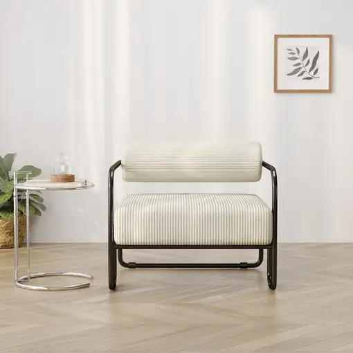 Sillón CollaHausse en terciopelo acanalado, Respaldo isé 68.5x73x70.5cm Sillón CollaHausse en terciopelo acanalado, Respaldo isé 68.5x73x70.5cm