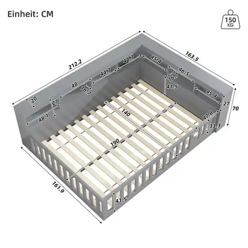 Cama CollaHausse de aglomerado, 140x190cm 140x190cm