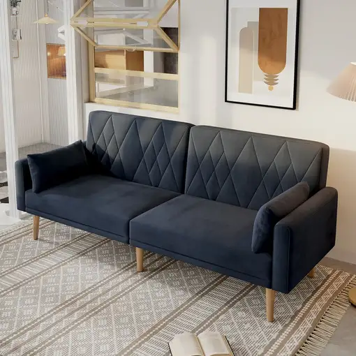 Sofá CollaHausse en terciopelo, 2 plazas, Función cama, Convertible en cama