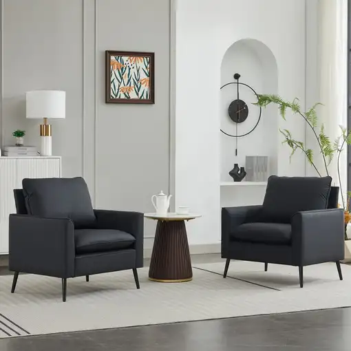 Sillón CollaHausse en cuero sintético, Resistente a los arañazos, Nórdico retro