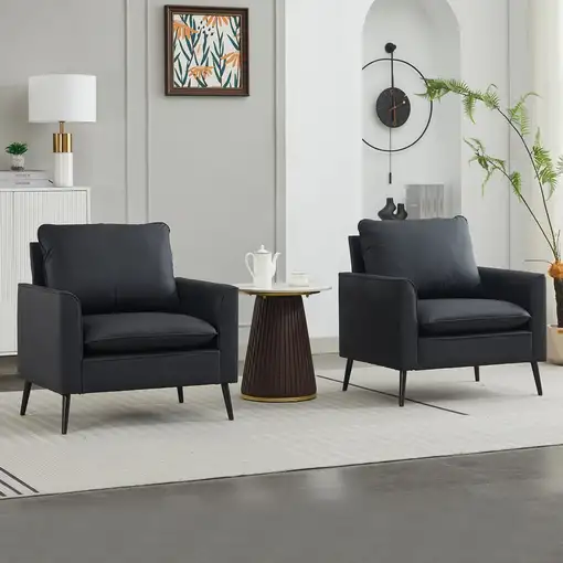 Sillón CollaHausse en cuero sintético, Resistente a los arañazos, Nórdico retro