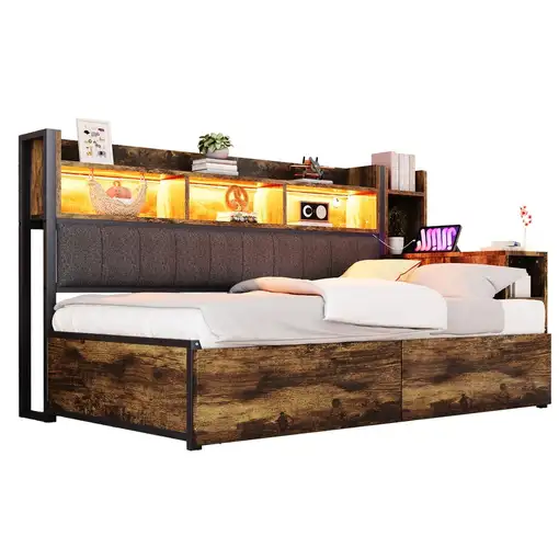 Sofá cama CollaHausse en madera, Múltiples almacenamientos 90x200cm