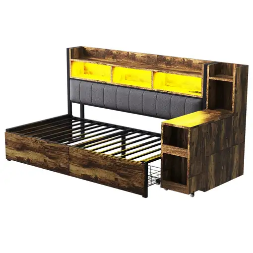 Sofá cama CollaHausse en madera, Múltiples almacenamientos 90x200cm