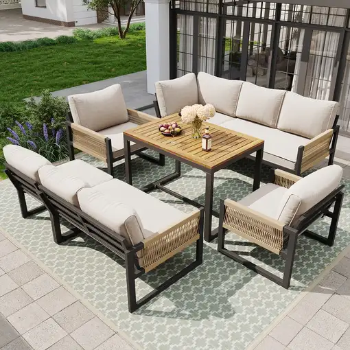 Conjunto de salón de jardín CollaHausse 7-8 personas, Resistente a la intemperie