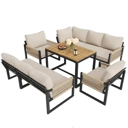 Conjunto de salón de jardín CollaHausse 7-8 personas, Resistente a la intemperie