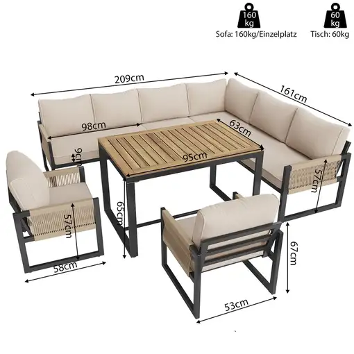 Conjunto de salón de jardín CollaHausse 7-8 personas, Resistente a la intemperie