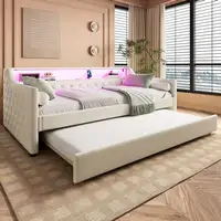 Cama CollaHausse en lino, 90 x 200 cm, Somier de láminas, Sin colchón 90x200cm
