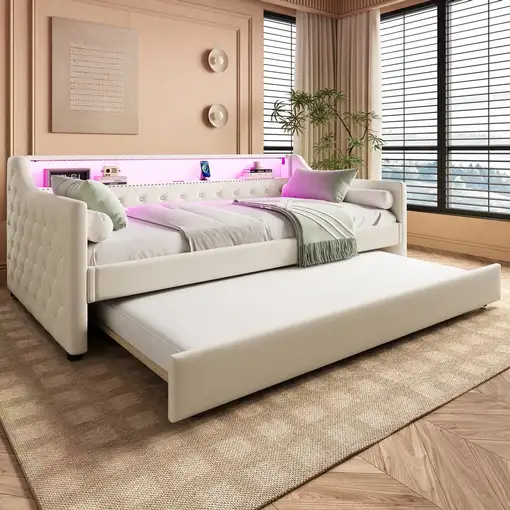 Cama CollaHausse en lino, 90 x 200 cm, Somier de láminas, Sin colchón 90x200cm Cama CollaHausse en lino, 90 x 200 cm, Somier de láminas, Sin colchón 90x200cm