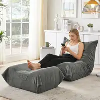 Sillón CollaHausse en peluche teddy, Con respaldo, Con puf, Puf de bolas