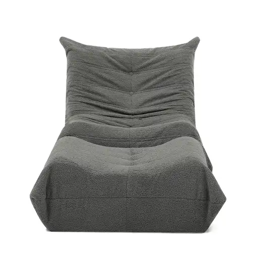 Sillón CollaHausse en peluche teddy, Con respaldo, Con puf, Puf de bolas