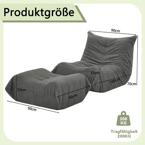 Sillón CollaHausse en peluche teddy, Con respaldo, Con puf, Puf de bolas