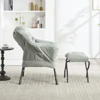 Sillón CollaHausse en tela, con otomana, reposabrazos, bolsillo lateral