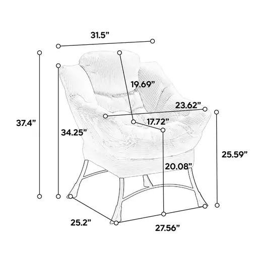 Sillón CollaHausse en tela, con otomana, reposabrazos, bolsillo lateral