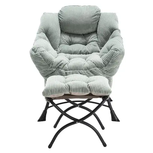 Sillón CollaHausse en tela, con otomana, reposabrazos, bolsillo lateral