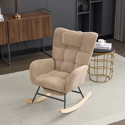 Sillón CollaHausse en tela, con balancín, acolchado, respaldo alto