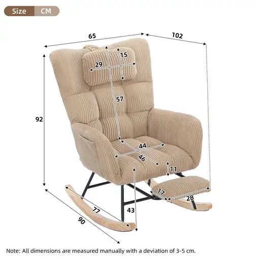 Sillón CollaHausse en tela, con balancín, acolchado, respaldo alto