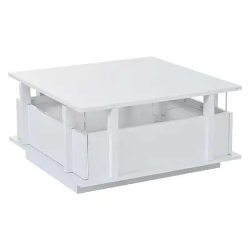 Mesa de centro CollaHausse Alto brillo, 2 cajones, Iluminación LED 70x70x35cm