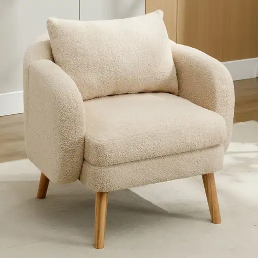 Sillón CollaHausse en terciopelo teddy, con cojín, cojín extra grueso, acolchado